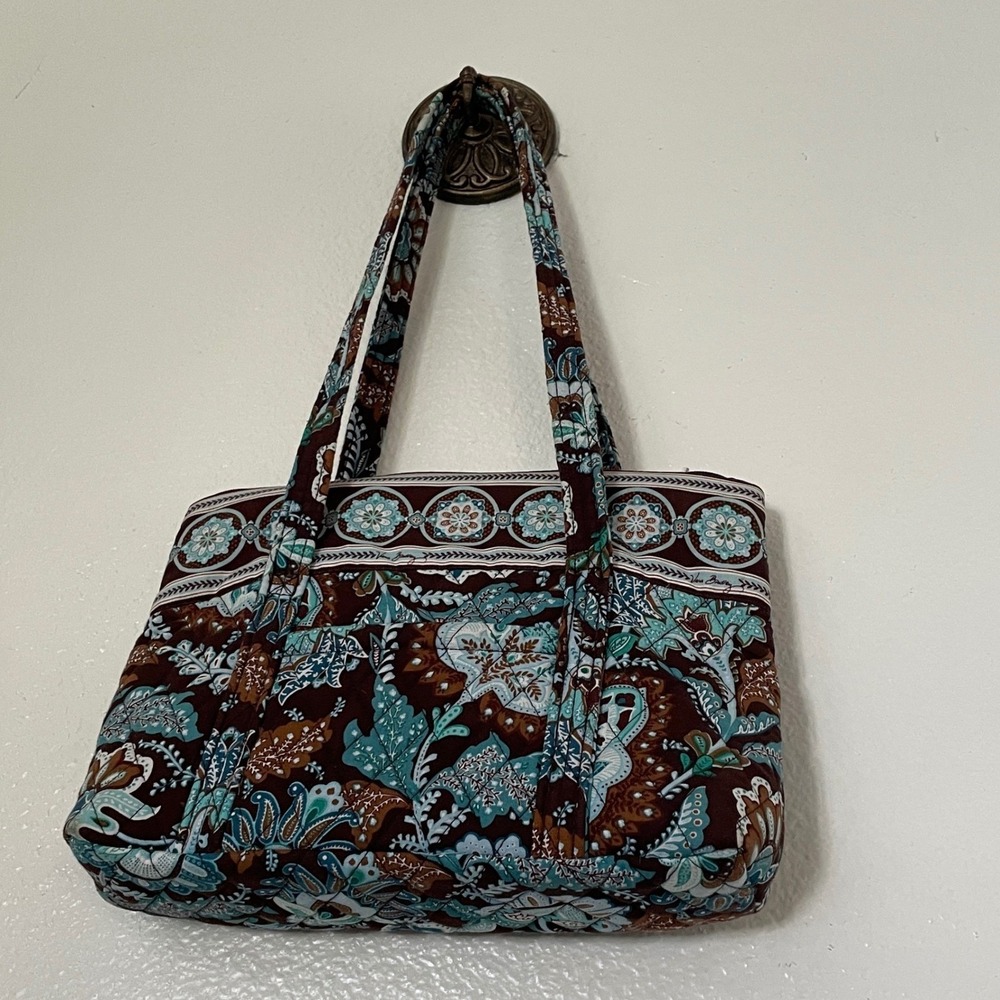 Vera Bradley Glenna Satchel Bag Night and Day Quilted Floral Paisley Tote